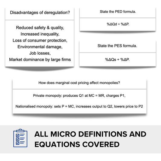 Edexcel A-Level Economics Paper 1: Microeconomics Flashcards