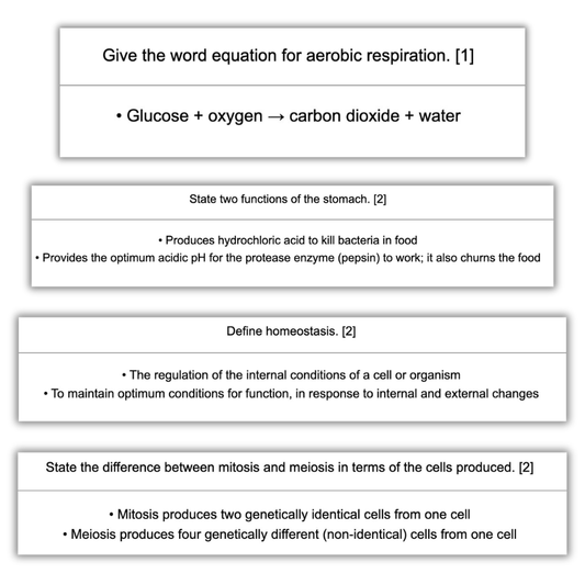 AQA GCSE Biology Paper 1 & 2 Triple Science Higher Flashcards