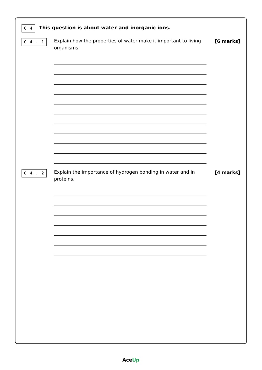 A-level AQA Biology Extended Response Exam Pack locked preview page