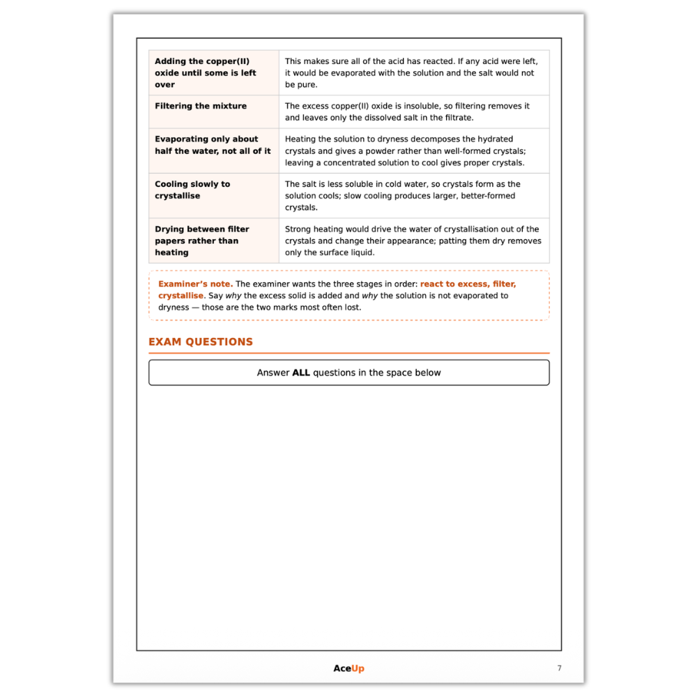 AQA GCSE Chemistry Required Practicals Revision & Exam Pack
