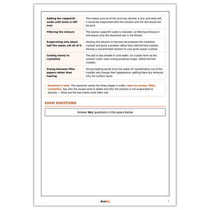 AQA GCSE Chemistry Required Practicals Revision & Exam Pack