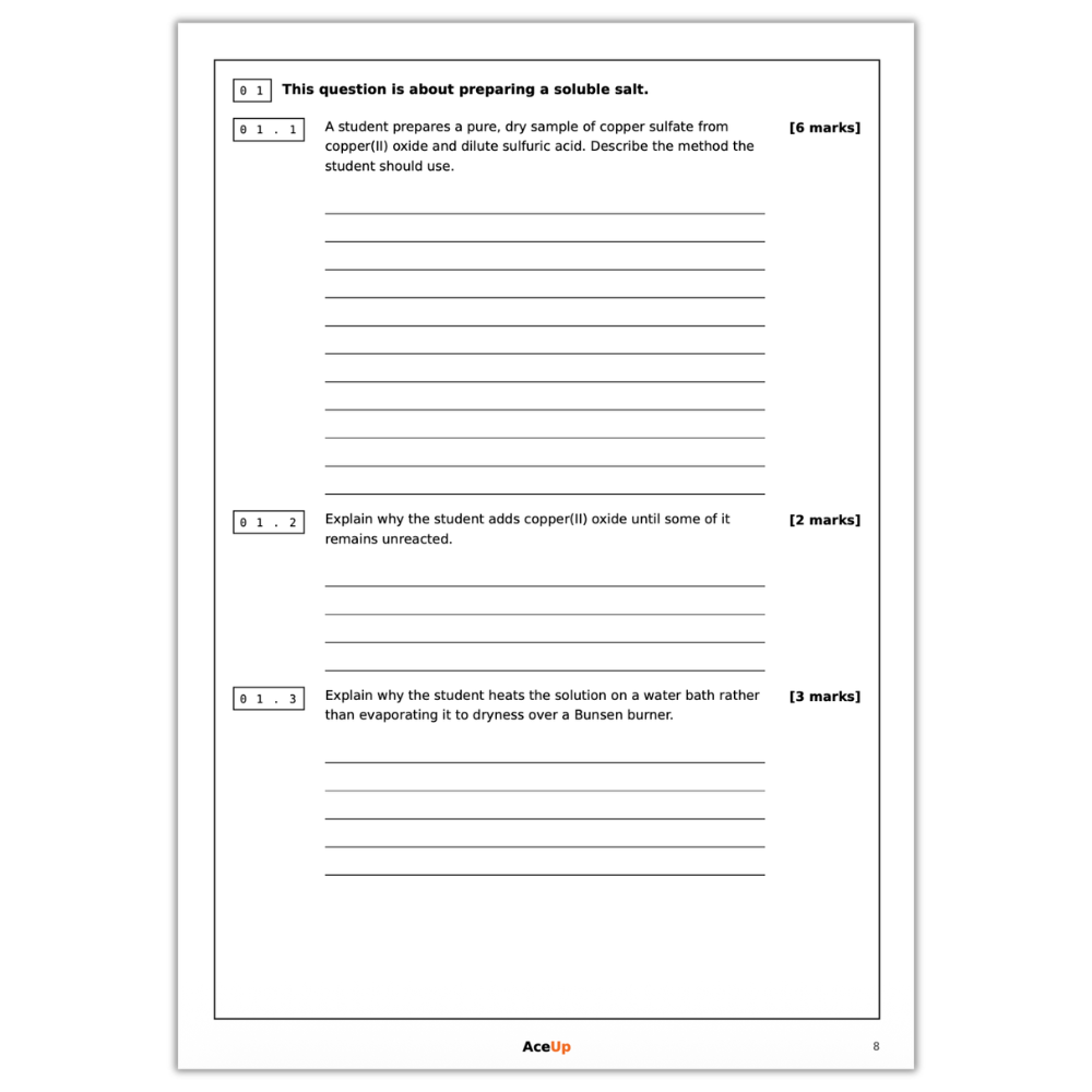 AQA GCSE Chemistry Required Practicals Revision & Exam Pack