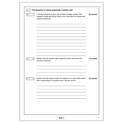 AQA GCSE Chemistry Required Practicals Revision & Exam Pack