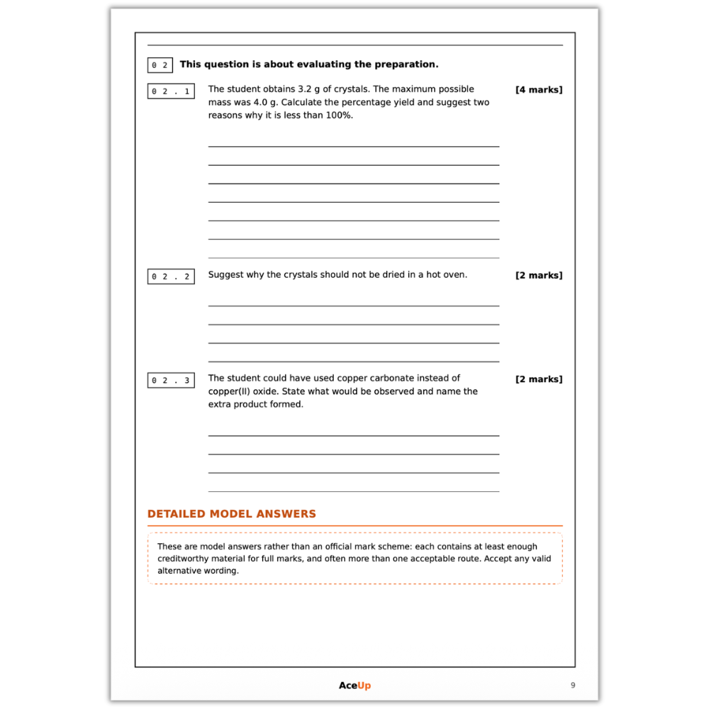 AQA GCSE Chemistry Required Practicals Revision & Exam Pack