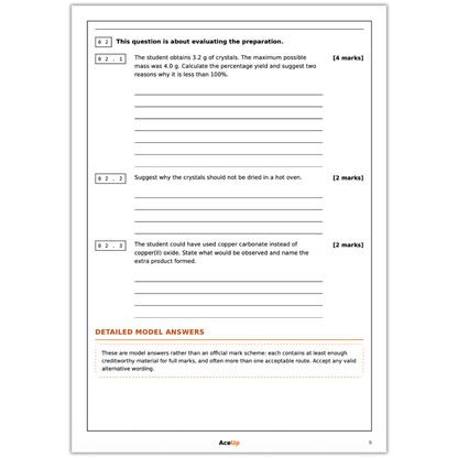 AQA GCSE Chemistry Required Practicals Revision & Exam Pack