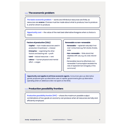 Edexcel A-Level Economics Theme 1 Summary Notes