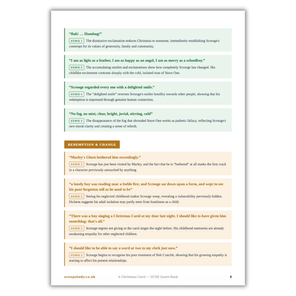 GCSE English A Christmas Carol Quote Bank