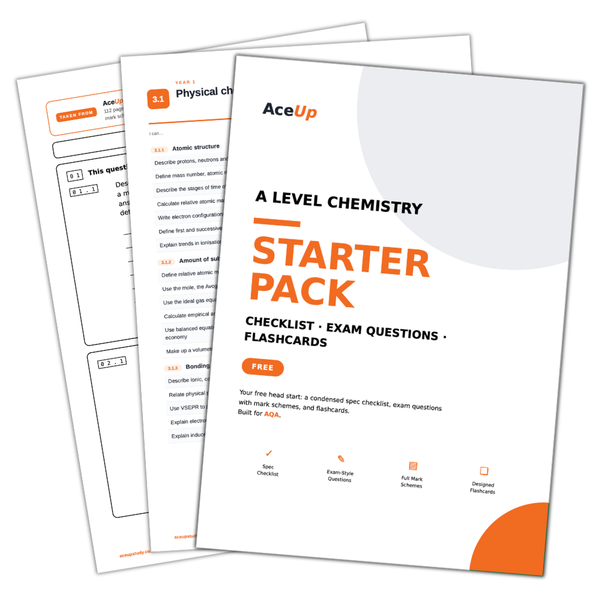 FREE AQA A-Level Chemistry Starter Pack | Revision Checklist, Exam Questions & Flashcards