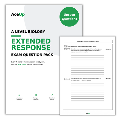 A-level AQA Biology Extended Response Exam Pack