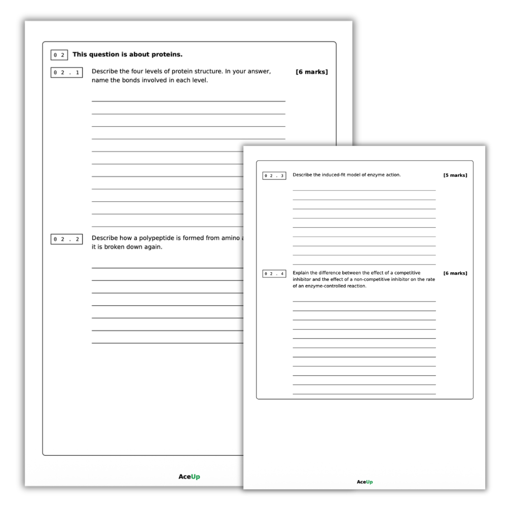A-level AQA Biology Extended Response Exam Pack
