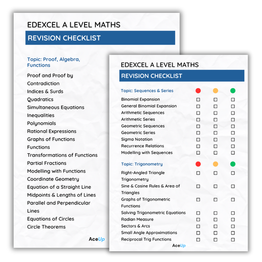 A level Maths Edexcel Revision Checklist (FREE)