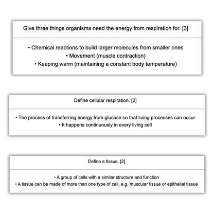 AQA GCSE Biology Paper 1 & 2 Triple Science Higher Flashcards