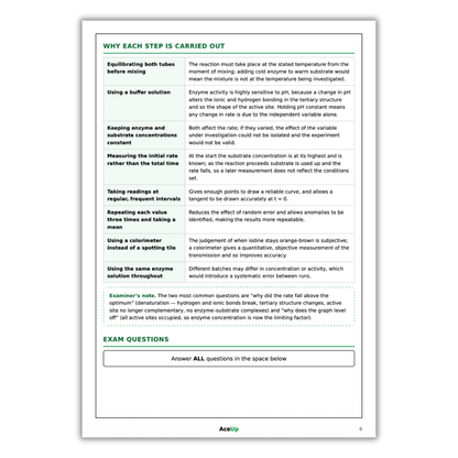 AQA A-Level Biology Required Practicals Revision & Exam Pack