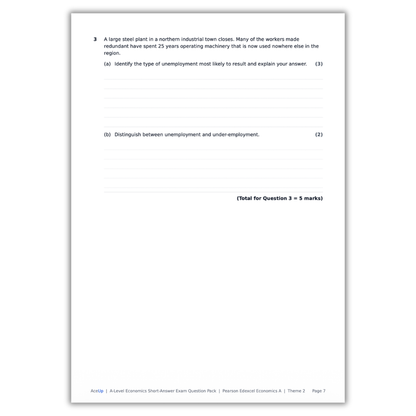 Edexcel A-Level Economics Theme 2 Short-Answer Exam Question Pack