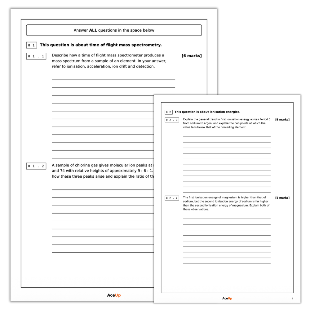 A-level AQA Chemistry Extended Response Exam Pack