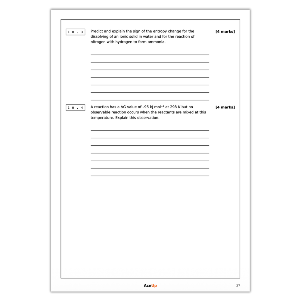 A-level AQA Chemistry Extended Response Exam Pack