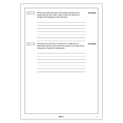 A-level AQA Chemistry Extended Response Exam Pack