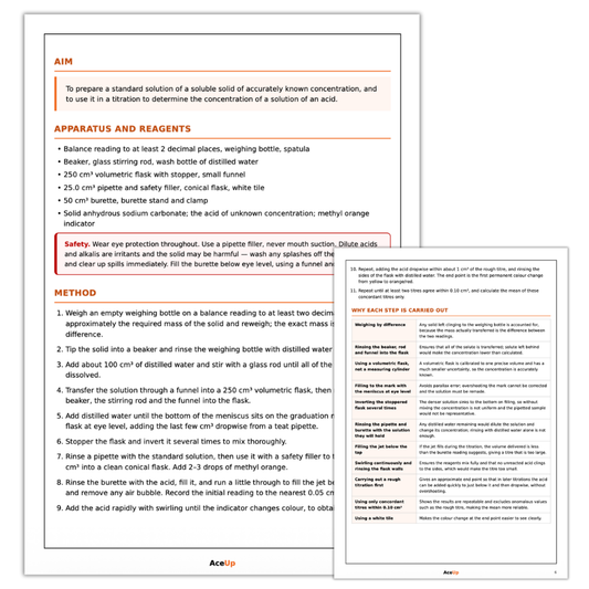 AQA A-Level Chemistry Required Practicals Revision & Exam Pack