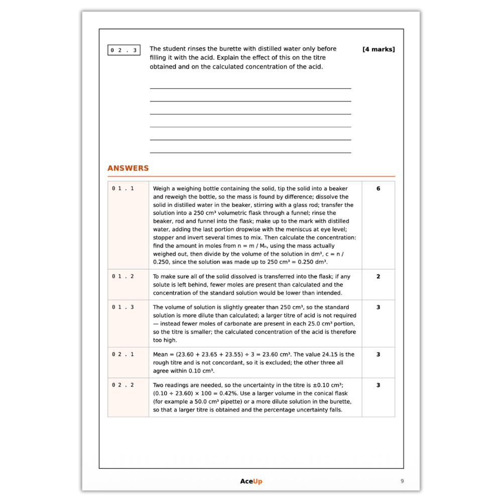 AQA A-Level Chemistry Required Practicals Revision & Exam Pack