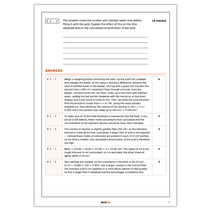 AQA A-Level Chemistry Required Practicals Revision & Exam Pack