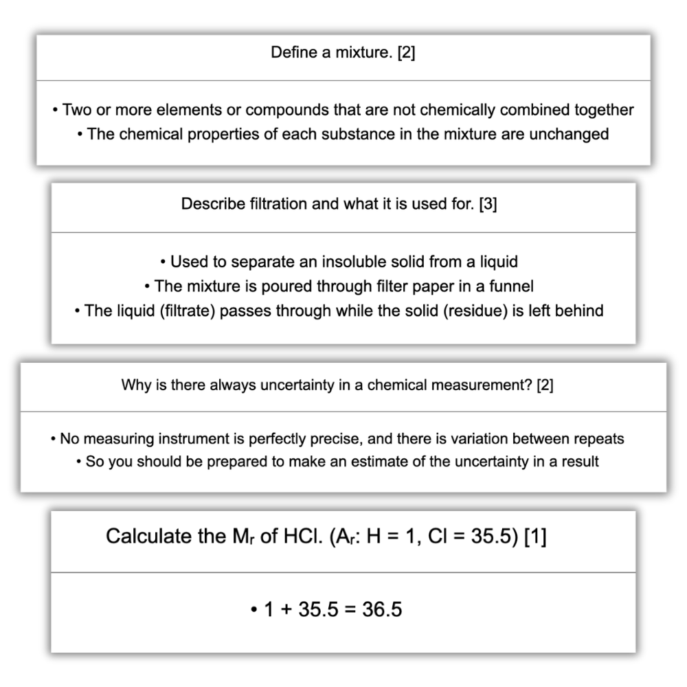 AQA GCSE Chemistry Paper 1 & 2 Triple Science Higher Flashcards