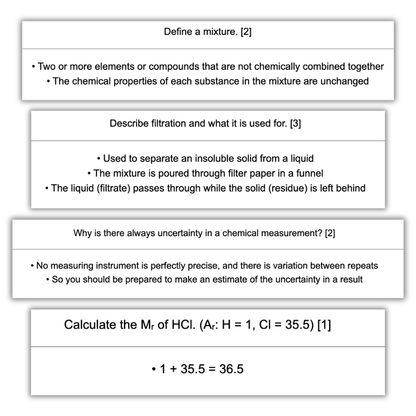 AQA GCSE Chemistry Paper 1 & 2 Triple Science Higher Flashcards
