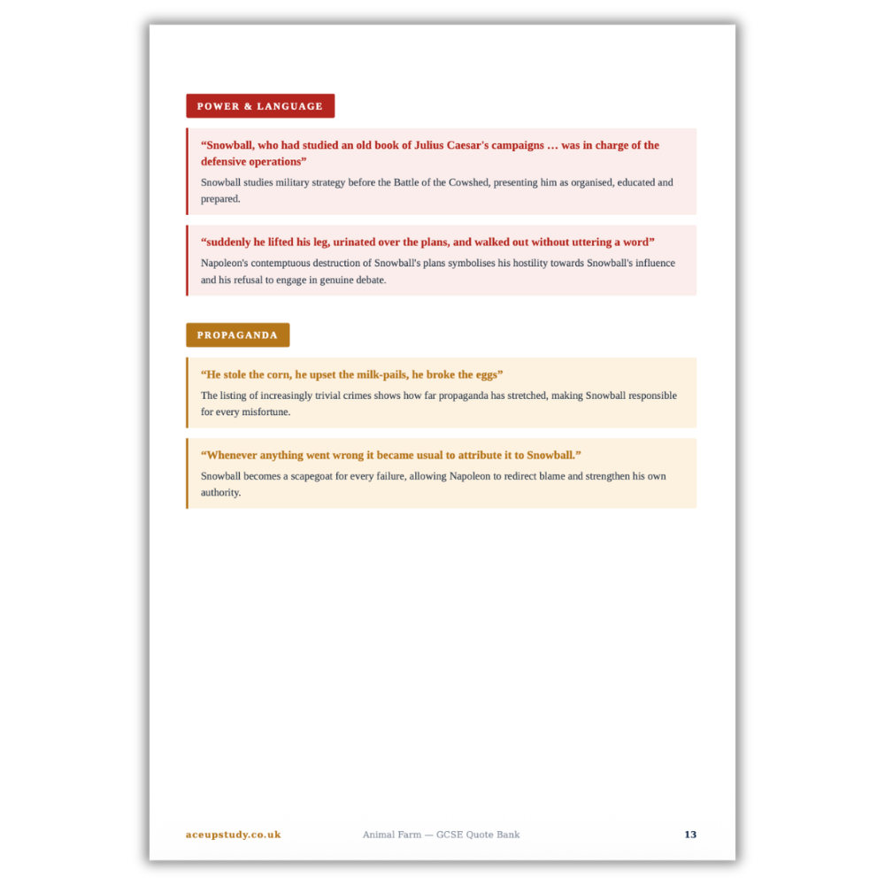 GCSE English Animal Farm Quote Bank
