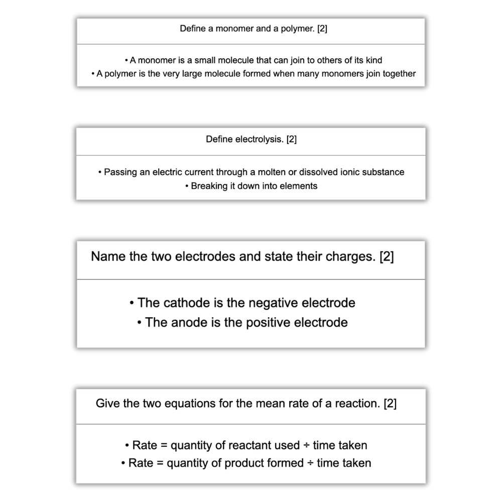 AQA GCSE Chemistry Paper 1 & 2 Triple Science Higher Flashcards