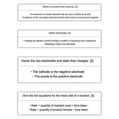 AQA GCSE Chemistry Paper 1 & 2 Triple Science Higher Flashcards