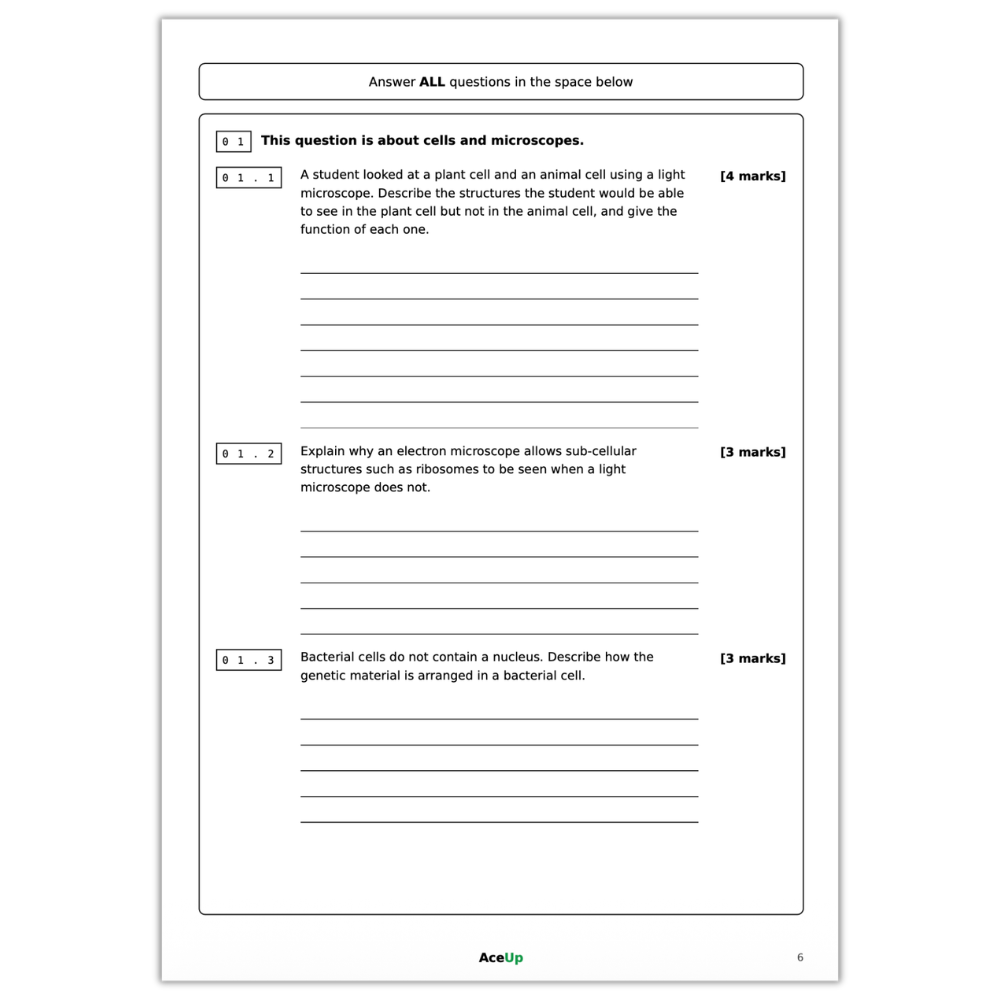 AQA GCSE Biology Extended Response Question Pack