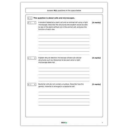 AQA GCSE Biology Extended Response Question Pack