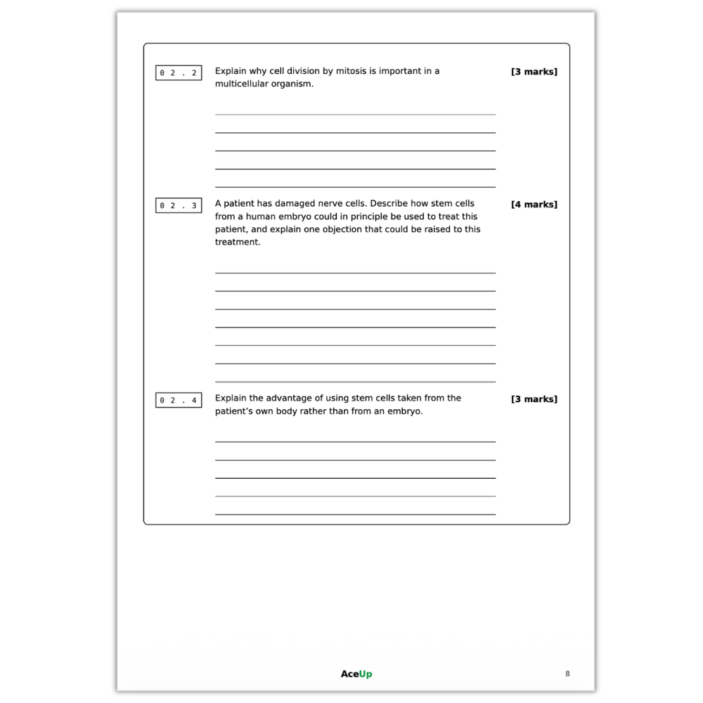 AQA GCSE Biology Extended Response Question Pack