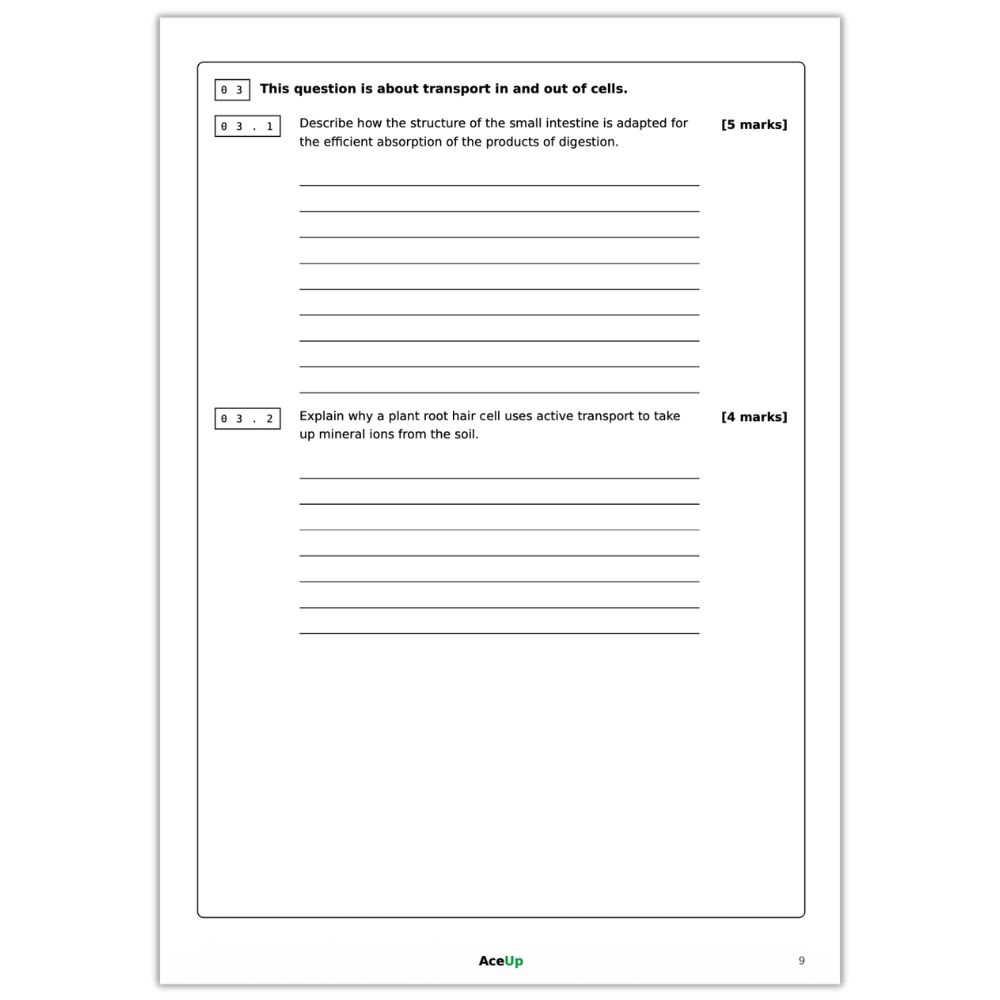 AQA GCSE Biology Extended Response Question Pack