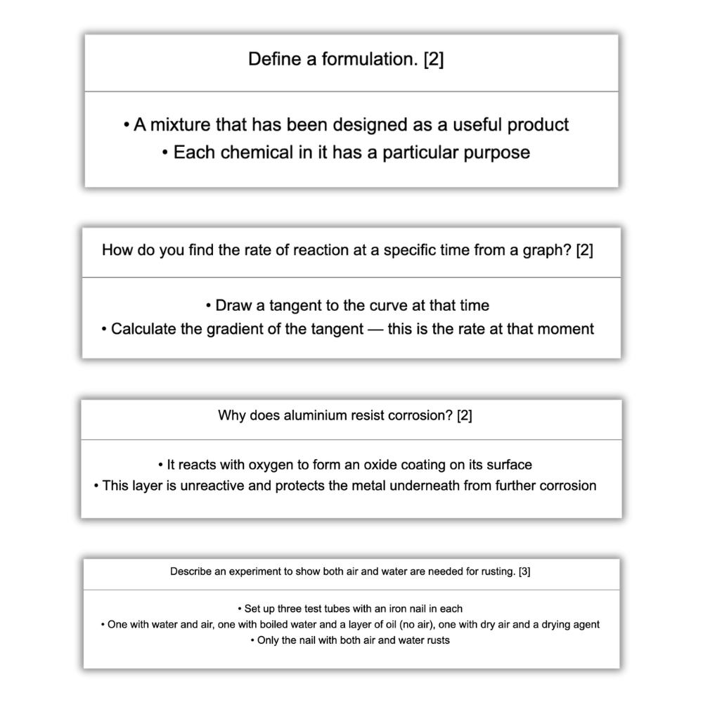 AQA GCSE Chemistry Paper 1 & 2 Triple Science Higher Flashcards
