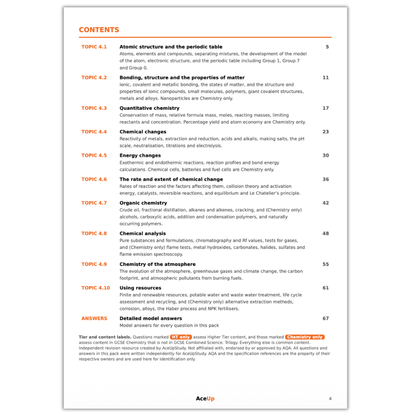 AQA GCSE Chemistry Extended Response Question Pack