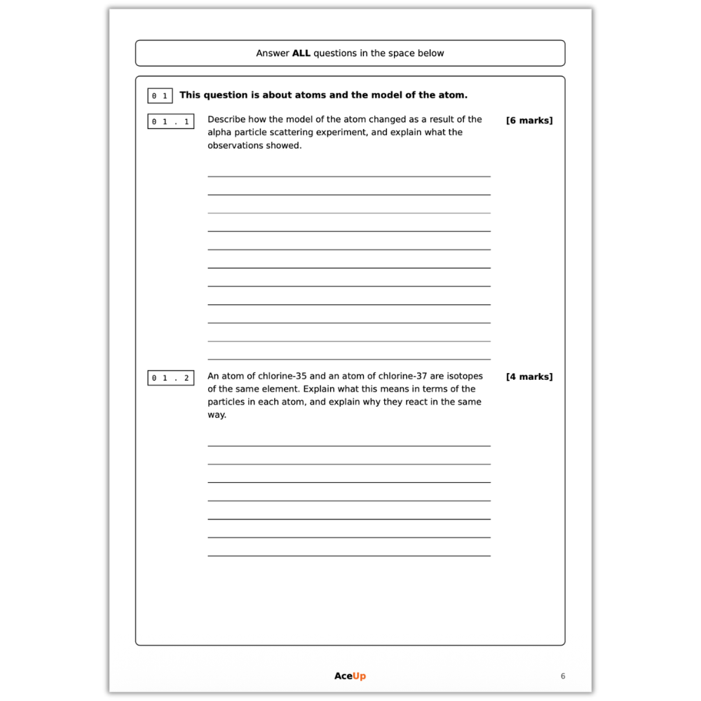 AQA GCSE Chemistry Extended Response Question Pack