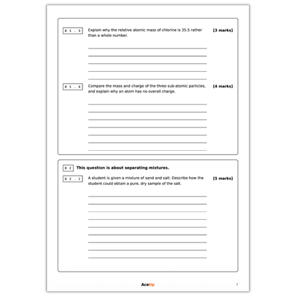 AQA GCSE Chemistry Extended Response Question Pack