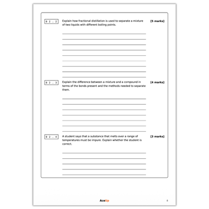 AQA GCSE Chemistry Extended Response Question Pack