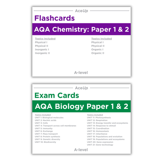 A-level Biology & Chemistry Flashcards (BUNDLE)