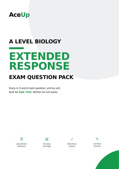 A-level AQA Biology Extended Response Exam Pack preview page 1