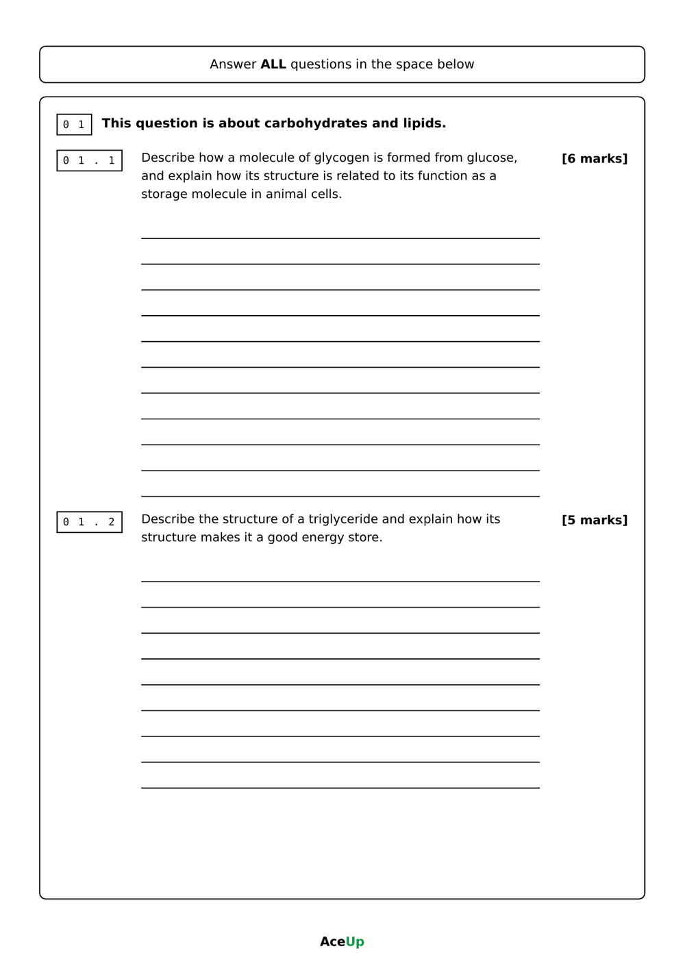 A-level AQA Biology Extended Response Exam Pack preview page 4