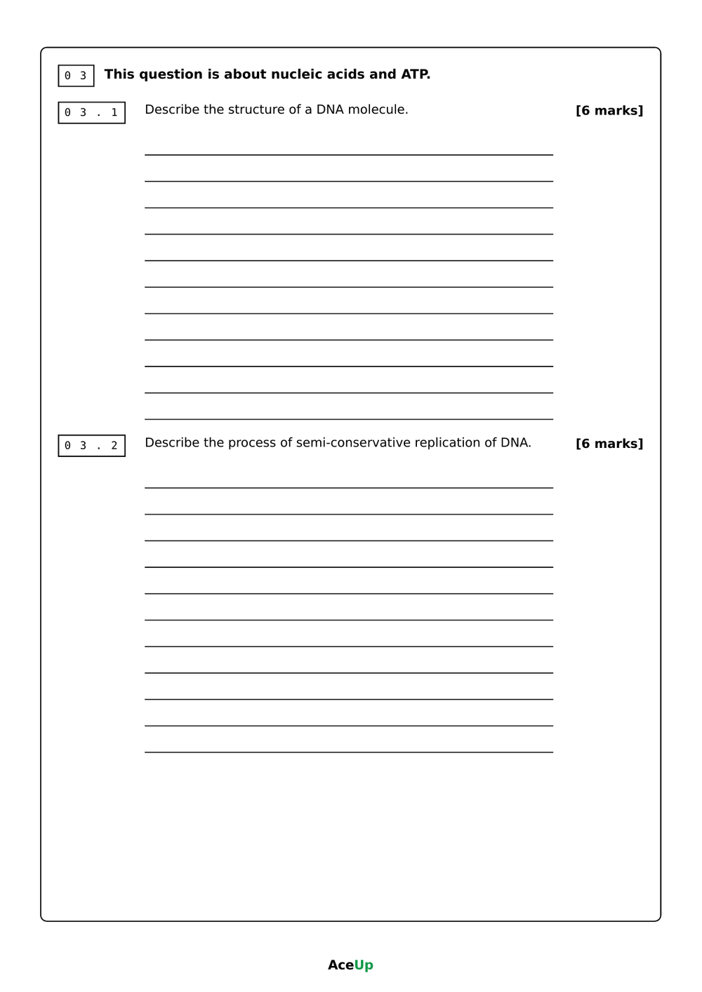 A-level AQA Biology Extended Response Exam Pack preview page 6