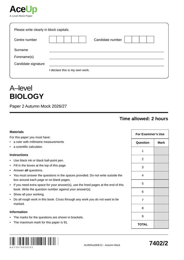 Bio Paper 2 page 1