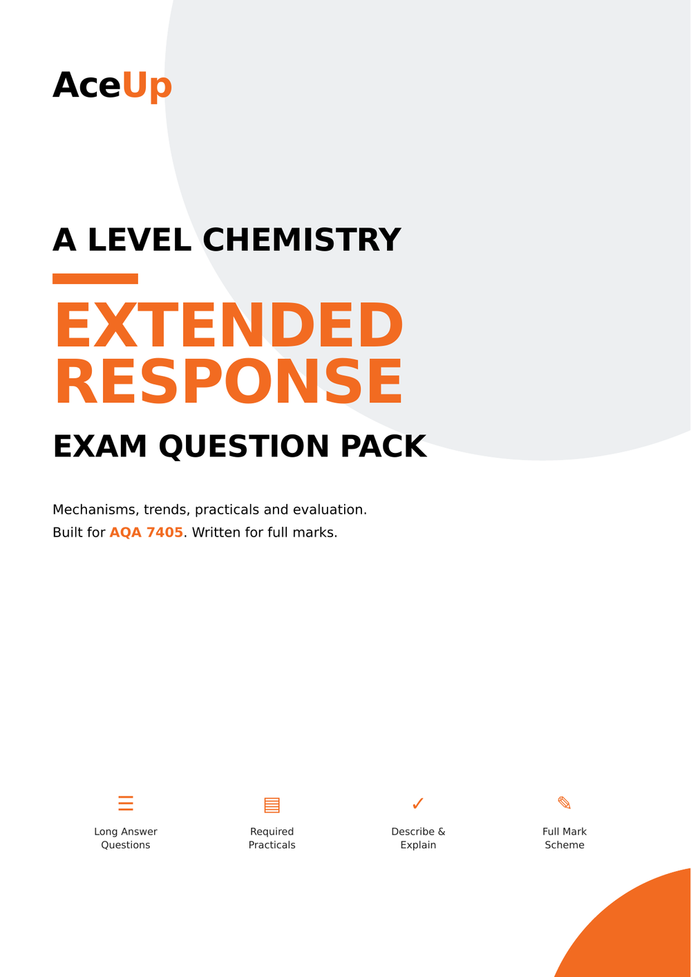A-level AQA Chemistry Extended Response Exam Pack preview page 1