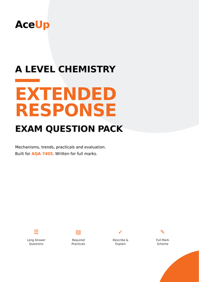 A-level AQA Chemistry Extended Response Exam Pack preview page 1
