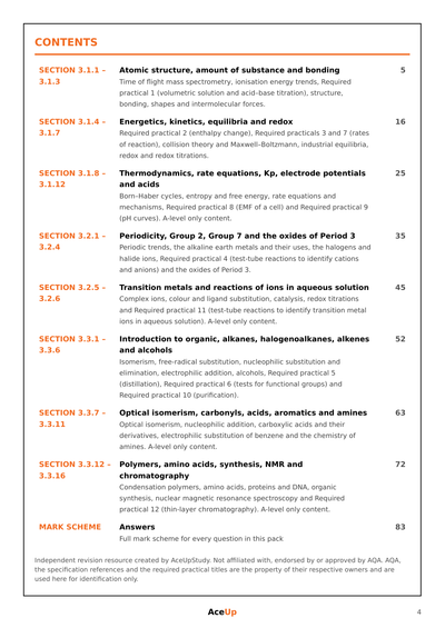A-level AQA Chemistry Extended Response Exam Pack preview page 2