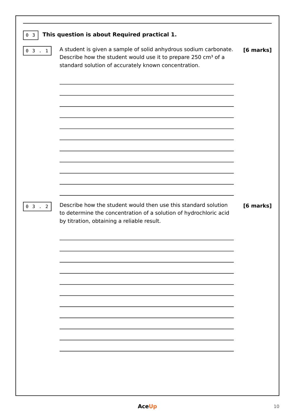 A-level AQA Chemistry Extended Response Exam Pack preview page 6