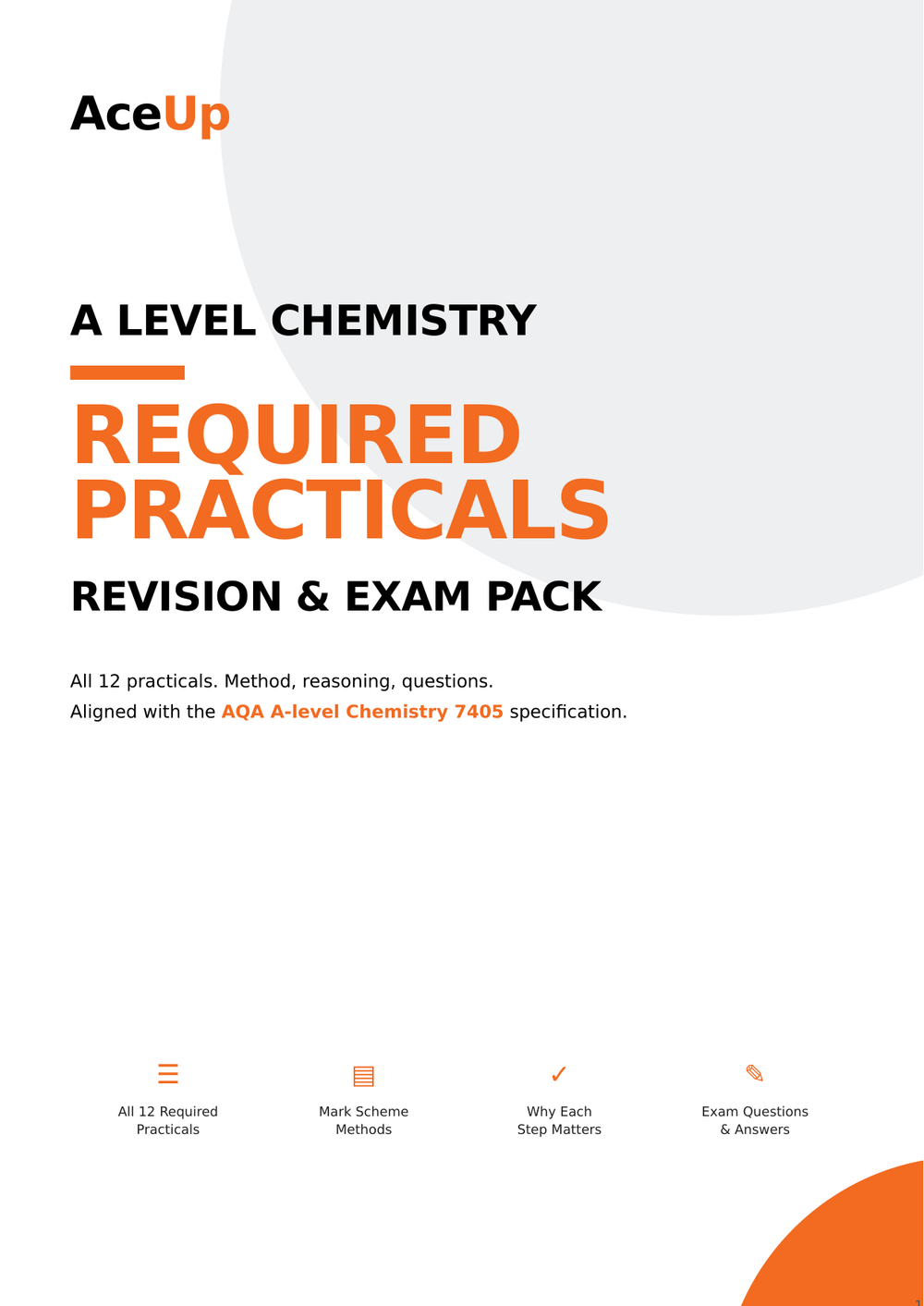 AQA A-Level Chemistry Required Practicals Revision & Exam Pack preview page 1