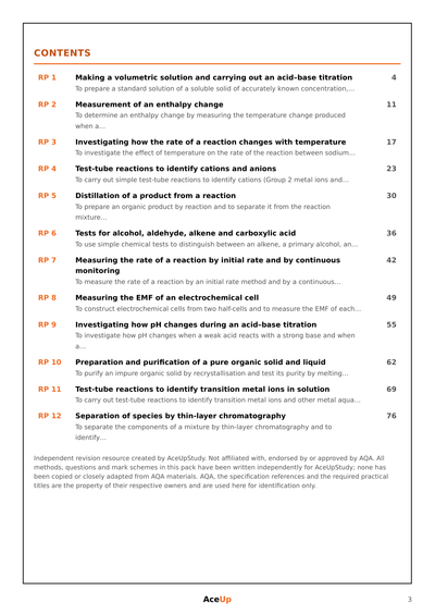 AQA A-Level Chemistry Required Practicals Revision & Exam Pack preview page 2