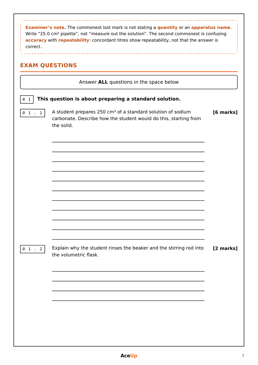 AQA A-Level Chemistry Required Practicals Revision & Exam Pack preview page 7